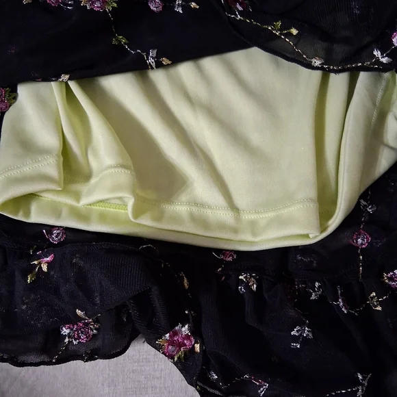 NWT Dolls Kill Delias A Day In My Life XL Green Floral Ruched Mini Dress!! - Picture 6 of 10